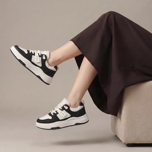 YOHO UrbanDash Sneakers for Woman | Strong Grip, Thick Laces, Cushioned Insoles | Comfortable & Stylish for Everyday Use Shoes for Woman/Girls/Ladies -0736 | Noir - UK 4 - Image 3