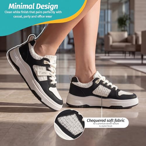 YOHO UrbanDash Sneakers for Woman | Strong Grip, Thick Laces, Cushioned Insoles | Comfortable & Stylish for Everyday Use Shoes for Woman/Girls/Ladies -0736 | Noir - UK 4 - Image 5