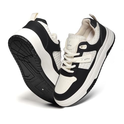 YOHO UrbanDash Sneakers for Woman | Strong Grip, Thick Laces, Cushioned Insoles | Comfortable & Stylish for Everyday Use Shoes for Woman/Girls/Ladies -0736 | Noir - UK 4 - Image 4