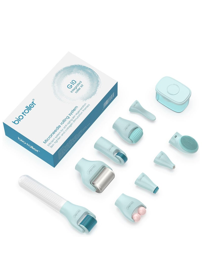 Bio Roller - Derma Roller - 10 in 1 Derma skincare kit - Derma Pen Microneedle Stamp for Hair, Beard growth, Shrink Pores, Brighten Skin Tone - Image 1