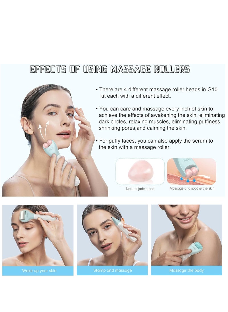 Bio Roller - Derma Roller - 10 in 1 Derma skincare kit - Derma Pen Microneedle Stamp for Hair, Beard growth, Shrink Pores, Brighten Skin Tone - Image 1