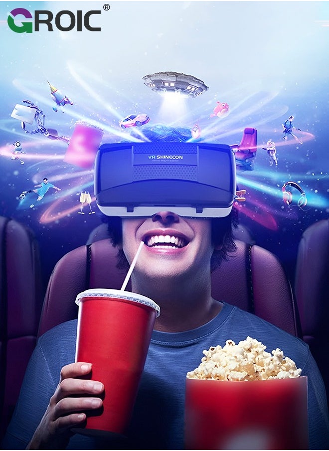 GROIC - 3D VR Headset Compatible with Android/iOS, Virtual Reality Game System, Black Smart VR Glasses, 360° Panoramic Immersive Experience, Universal Virtual Reality Goggles for Kids & Adults, Myopia Within - Image 1