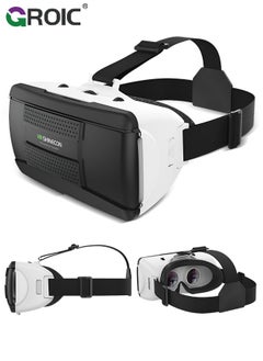 GROIC سماعة رأس VR ثلاثية الأبعاد متوافقة مع Android/iOS، نظام ألعاب الواقع الافتراضي، نظارات الواقع الافتراضي الذكية السوداء، تجربة بانورامية غامرة 360 درجة، نظارات الواقع الافتراضي العالمية للأطفال والكبار، قصر النظر في الداخل  - Image 1