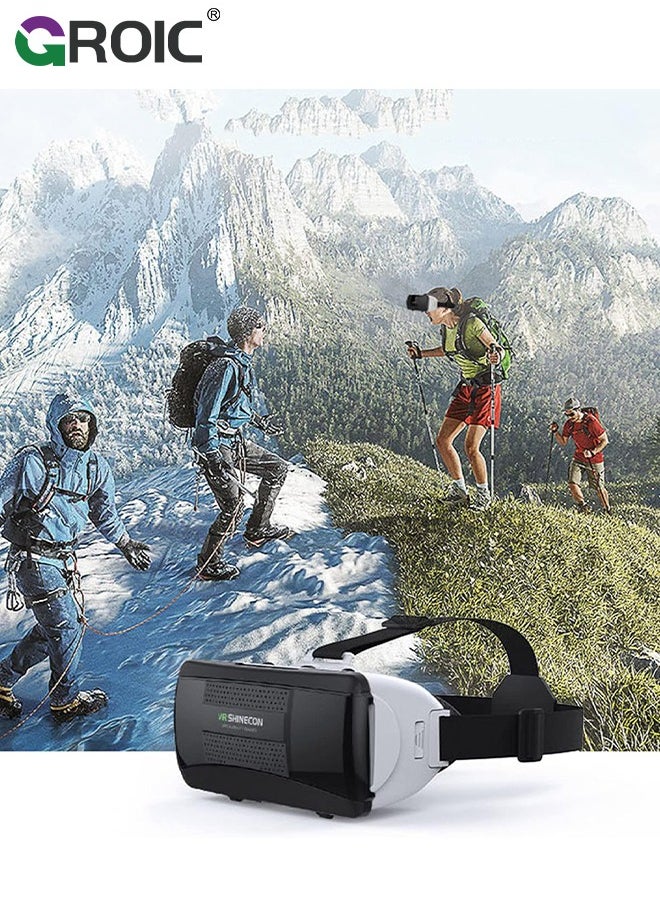 GROIC - 3D VR Headset Compatible with Android/iOS, Virtual Reality Game System, Black Smart VR Glasses, 360° Panoramic Immersive Experience, Universal Virtual Reality Goggles for Kids & Adults, Myopia Within - Image 1