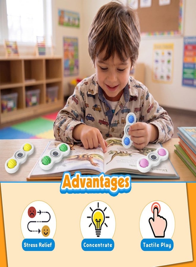 Limotex Sensory Fidget Toys for Kids: 4 Pack 2-in-1 Silicone Quiet Fidget Spinner with Textured Sensory Balls for Kids & Adults, Stress Toys for Autism ADHD Anxiety, No Noise for Classroom Office - Image 3