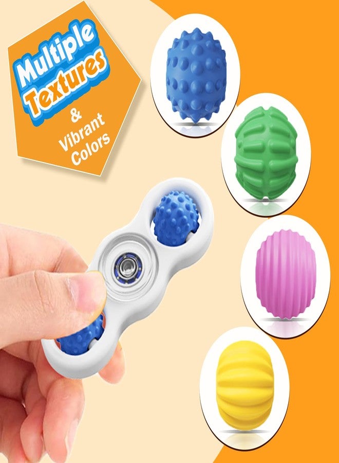 Limotex Sensory Fidget Toys for Kids: 4 Pack 2-in-1 Silicone Quiet Fidget Spinner with Textured Sensory Balls for Kids & Adults, Stress Toys for Autism ADHD Anxiety, No Noise for Classroom Office - Image 2