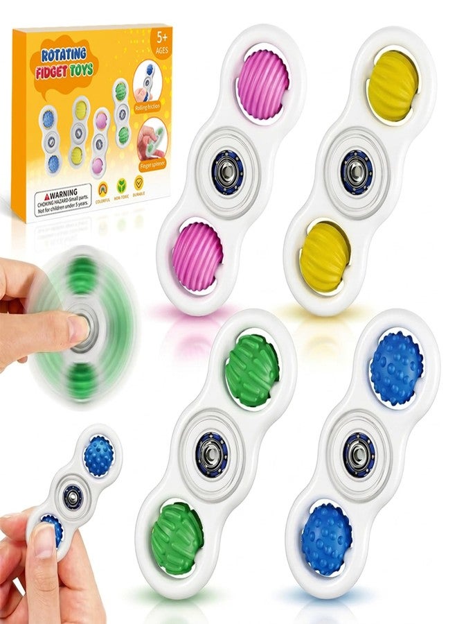 Limotex Sensory Fidget Toys for Kids: 4 Pack 2-in-1 Silicone Quiet Fidget Spinner with Textured Sensory Balls for Kids & Adults, Stress Toys for Autism ADHD Anxiety, No Noise for Classroom Office - Image 1