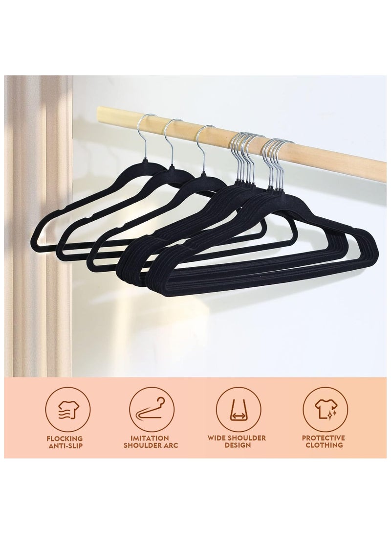 BLOOMING TIME 50pcs Velvet Clothes Hangers, Non Slip Clothes Rack, Space Saving Slim Hangers With 360 Degree - Image 3
