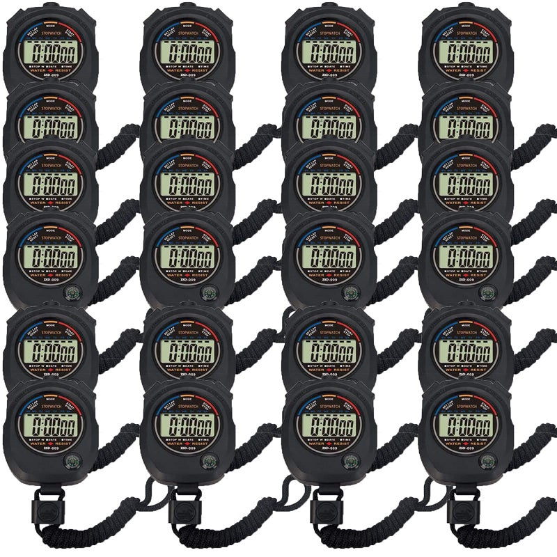 MultiFunction Electronic Digital Sport Stopwatch Timer Large Display with Date Time and Alarm FunctionSuitable for Sports Coaches Fitness Coaches and Referees 24pack