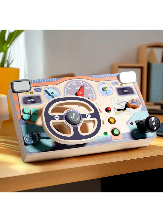 Montessori Monterey Busy Board Young Children's Early Education Car Simulation Steering Wheel Driving Learning Unlock Educational Toys-Color:Hj-small Steering Wheel 0.6  - Image 1