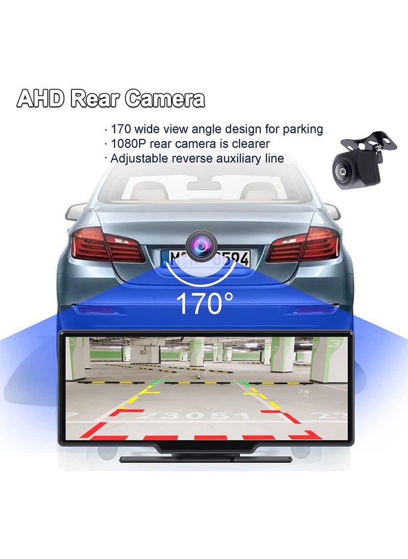 مي فازا - CarPlay اللاسلكي مع شاشة 10.26 بوصة - كاميرا داش بعدسة مزدوجة 4K - يدعم Apple CarPlay وAndroid Auto - النسخ المتطابق اللاسلكي - 5G WiFi، Bluetooth، FM - محول السيارة - بطاقة TF سعة 64 جيجابايت - Image 1