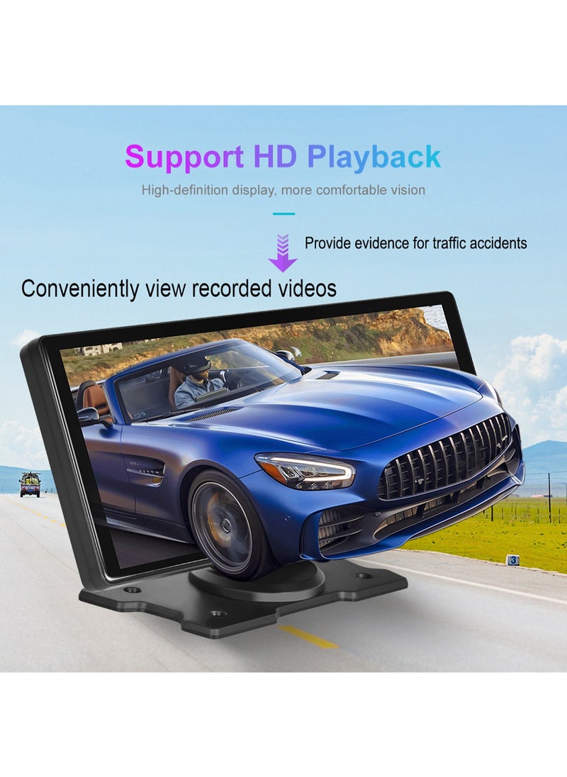 مي فازا - CarPlay اللاسلكي مع شاشة 10.26 بوصة - كاميرا داش بعدسة مزدوجة 4K - يدعم Apple CarPlay وAndroid Auto - النسخ المتطابق اللاسلكي - 5G WiFi، Bluetooth، FM - محول السيارة - بطاقة TF سعة 64 جيجابايت - Image 1