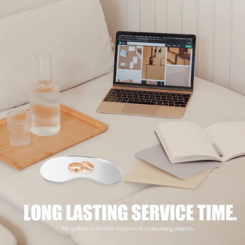 klarako 4pcs Mirror Tray Mirror Ring Plates Ring Rack Display Clear Jewelry Plates Mirror Necklace Tray Reflection Mirror Plate Jewelry Mirrored Plate Acrylic Storage Board Display Board - Image 5