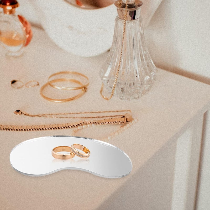 klarako 4pcs Mirror Tray Mirror Ring Plates Ring Rack Display Clear Jewelry Plates Mirror Necklace Tray Reflection Mirror Plate Jewelry Mirrored Plate Acrylic Storage Board Display Board - Image 2