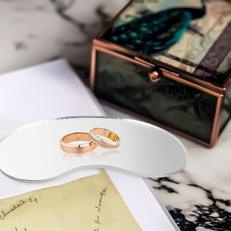 klarako 4pcs Mirror Tray Mirror Ring Plates Ring Rack Display Clear Jewelry Plates Mirror Necklace Tray Reflection Mirror Plate Jewelry Mirrored Plate Acrylic Storage Board Display Board - Image 3