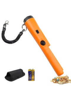 Metal Detector Pinpointer, Professional Waterproof Handheld Pin Pointer Wand, Search Treasure Pinpointing Finder Probe with 9V Battery for Adults, Kids - Orange
