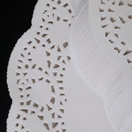 LJY 100 Pieces White Lace Round Paper Doilies Cake Packaging Pads Wedding Tableware Decoration (10.5 Inch) - Image 2