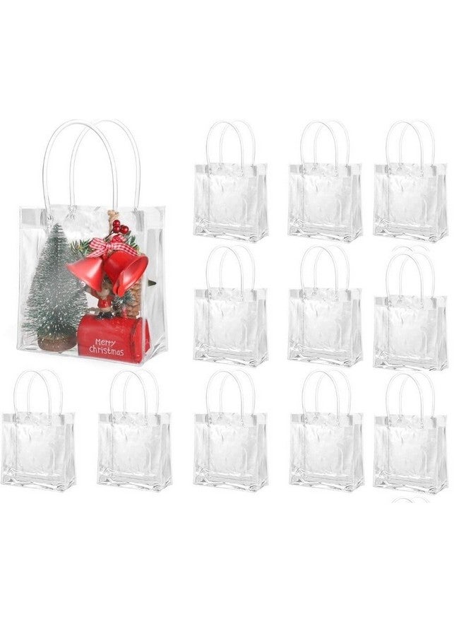 Satyam Kraft SATYAM KRAFT 12 Pcs small Transparent Bag Goodie Bags With Handle Gift bag, Carry Bags, Shopping Gift Bag, Gift for Gifting,Presents,Wedding Return Gifts,Birthday,Party Gift(Small)(Pack of 12)(18 cm - H) - Image 1
