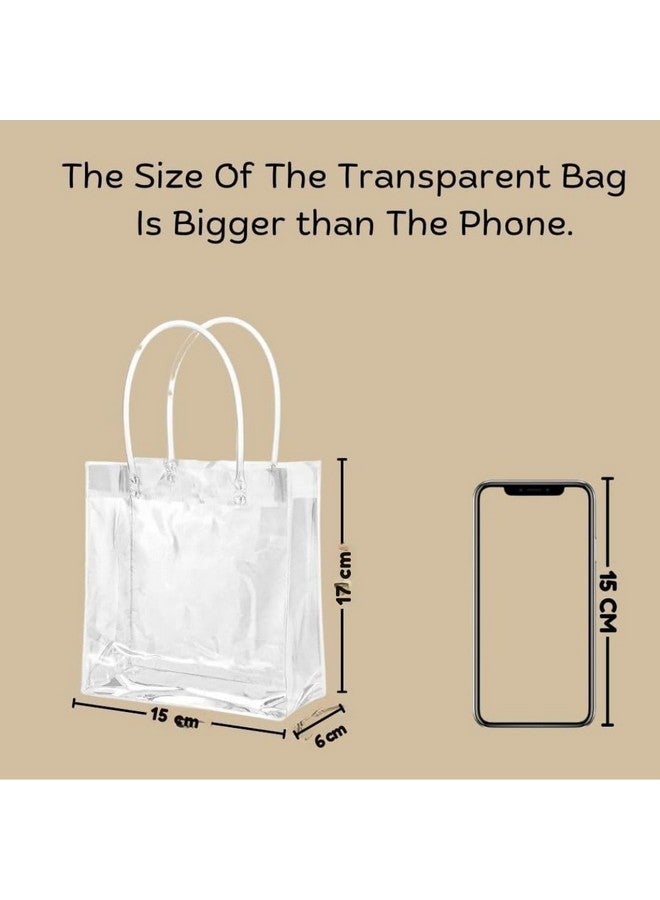 Satyam Kraft SATYAM KRAFT 12 Pcs small Transparent Bag Goodie Bags With Handle Gift bag, Carry Bags, Shopping Gift Bag, Gift for Gifting,Presents,Wedding Return Gifts,Birthday,Party Gift(Small)(Pack of 12)(18 cm - H) - Image 2