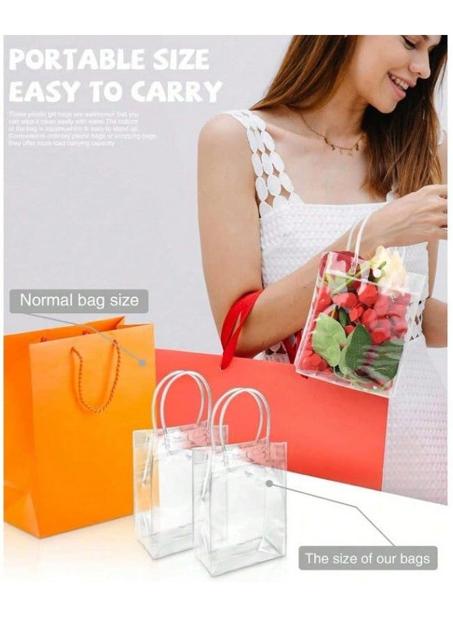 Satyam Kraft SATYAM KRAFT 12 Pcs small Transparent Bag Goodie Bags With Handle Gift bag, Carry Bags, Shopping Gift Bag, Gift for Gifting,Presents,Wedding Return Gifts,Birthday,Party Gift(Small)(Pack of 12)(18 cm - H) - Image 3