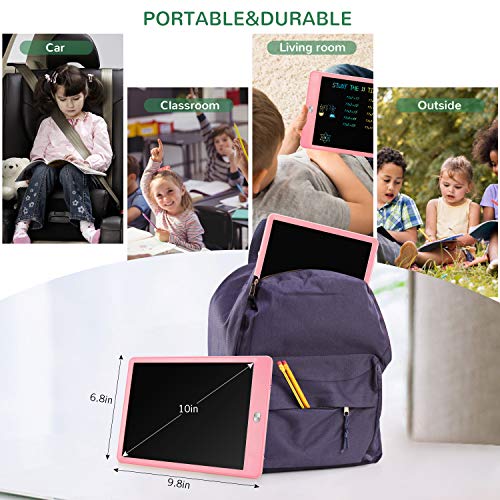 TEKFUN LCD Writing Tablet for Kids, 10-inch Coloring Drawing Pad, Mess Free Doodle Board, Christmas Gifts for Girls and Toddlers, Toys for 3 4 5 6 7 8 Year Old Boys (Pink) - Image 3