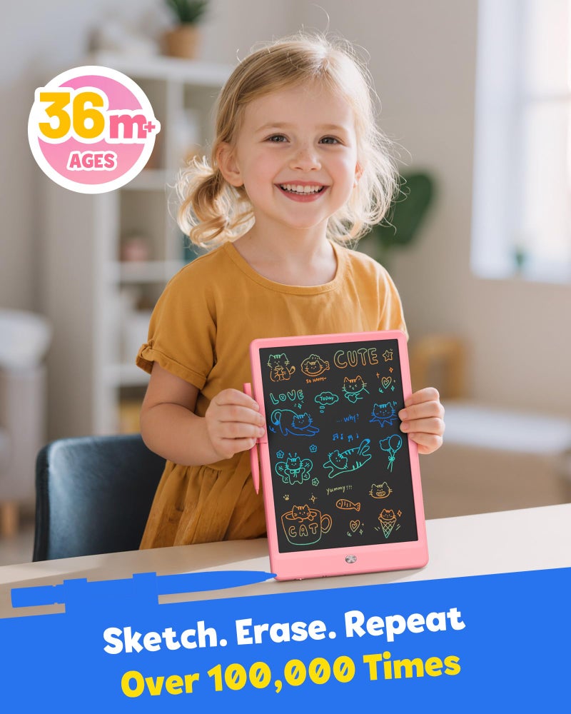 TEKFUN LCD Writing Tablet for Kids, 10-inch Coloring Drawing Pad, Mess Free Doodle Board, Christmas Gifts for Girls and Toddlers, Toys for 3 4 5 6 7 8 Year Old Boys (Pink) - Image 2
