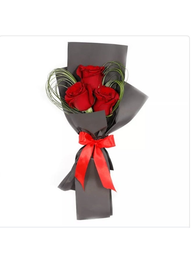 Carmel Flowers 3 Red Roses With Black Wrapping