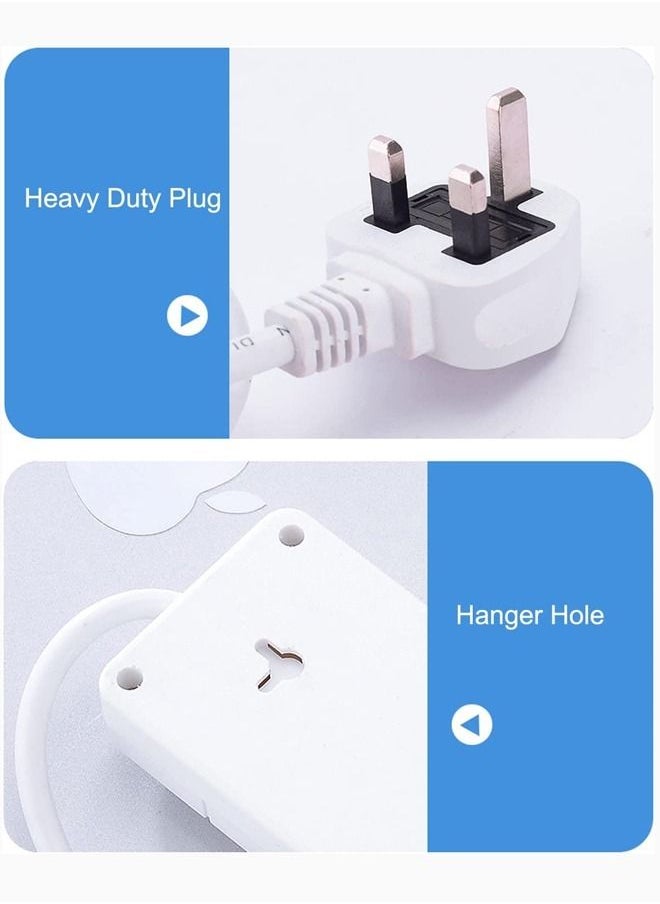 TYCOM - Power Strip Surge Protector with USB Extension Cord Flat Plug with Widely 5 AC Outlet and 3 USB Small Desktop Station with 6 feet Power Cord Compact Socket. - Image 1