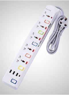 Power Strip Surge Protector with USB Extension Cord Flat Plug with Widely 5 AC Outlet and 3 USB Small Desktop Station with 6 feet Power Cord Compact Socket.