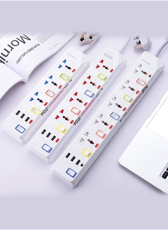 TYCOM - Power Strip Surge Protector with USB Extension Cord Flat Plug with Widely 5 AC Outlet and 3 USB Small Desktop Station with 6 feet Power Cord Compact Socket. - Image 1