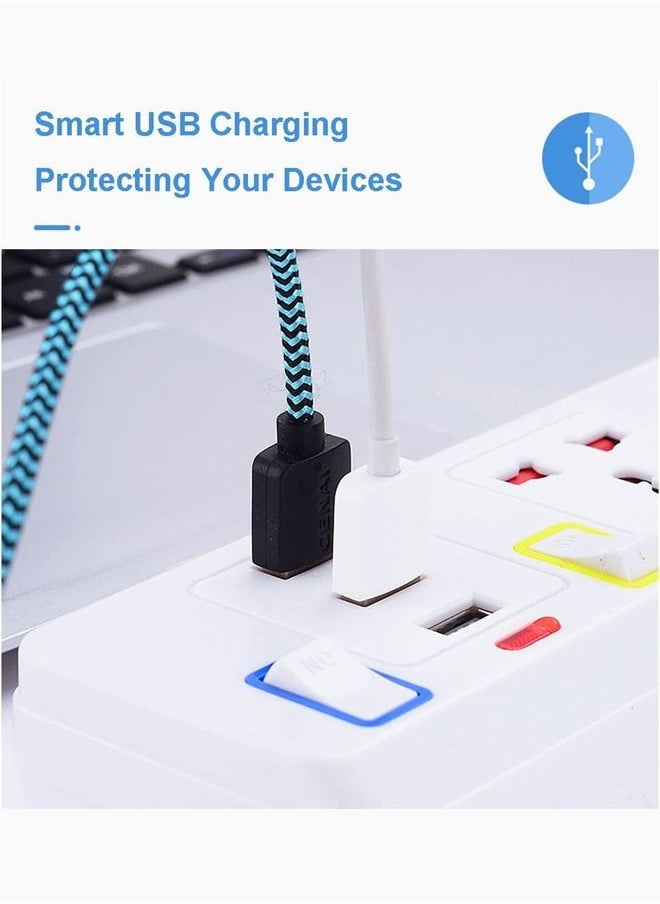 TYCOM - Power Strip Surge Protector with USB Extension Cord Flat Plug with Widely 5 AC Outlet and 3 USB Small Desktop Station with 6 feet Power Cord Compact Socket. - Image 1