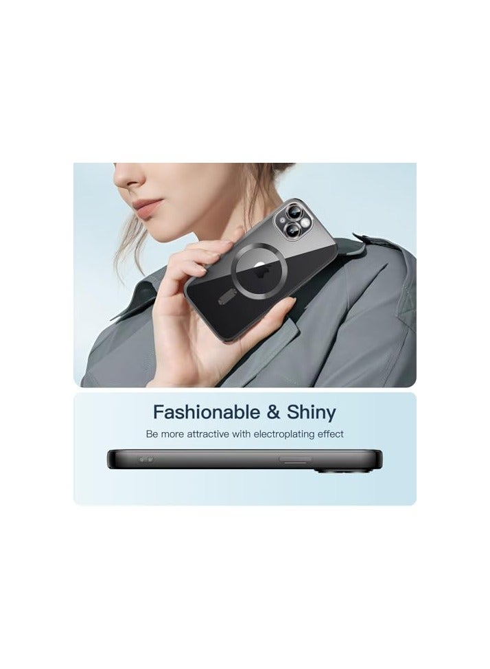 جي تيك حافظة JETech ناعمة وشفافة لهاتف iPhone 14 مقاس 6.1 بوصة، حماية كاملة لعدسة الكاميرا، متوافقة مع الشحن اللاسلكي MagSafe، غطاء هاتف TPU مطلي بالكهرباء مقاوم للصدمات (أسود) - Image 4