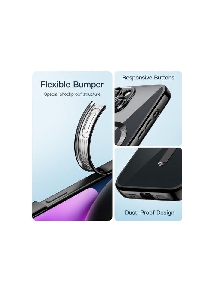 جي تيك حافظة JETech ناعمة وشفافة لهاتف iPhone 14 مقاس 6.1 بوصة، حماية كاملة لعدسة الكاميرا، متوافقة مع الشحن اللاسلكي MagSafe، غطاء هاتف TPU مطلي بالكهرباء مقاوم للصدمات (أسود) - Image 5