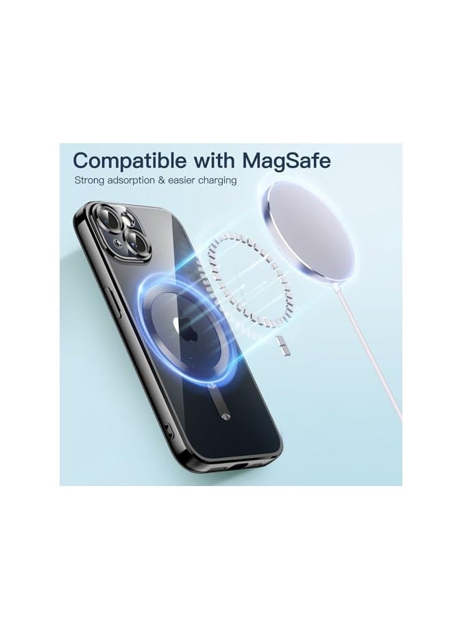 جي تيك حافظة JETech ناعمة وشفافة لهاتف iPhone 14 مقاس 6.1 بوصة، حماية كاملة لعدسة الكاميرا، متوافقة مع الشحن اللاسلكي MagSafe، غطاء هاتف TPU مطلي بالكهرباء مقاوم للصدمات (أسود) - Image 2