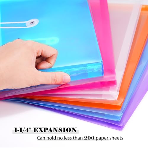 Kinyanco Legal Size Plastic Envelopes with String Tie Closure, 1-1/4" Expansion Clear Poly Envelope Side Loading File Folder Document Organizer for Legal Size Paper, Filing Folders, Office School Home (7) - Image 3
