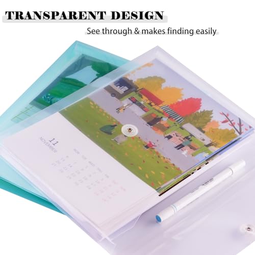 Kinyanco Legal Size Plastic Envelopes with String Tie Closure, 1-1/4" Expansion Clear Poly Envelope Side Loading File Folder Document Organizer for Legal Size Paper, Filing Folders, Office School Home (7) - Image 4