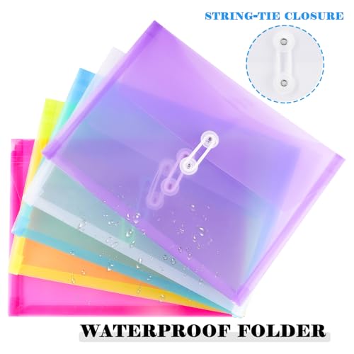 Kinyanco Legal Size Plastic Envelopes with String Tie Closure, 1-1/4" Expansion Clear Poly Envelope Side Loading File Folder Document Organizer for Legal Size Paper, Filing Folders, Office School Home (7) - Image 5
