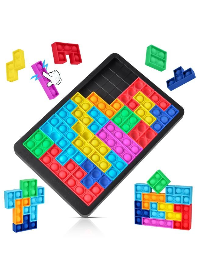 Ainiv Te- Tris Puzzles Box Toys, 25pcs Brain Teasers Puzzle Block, Silicone Pop Push It Fidget Toy, Sensory Toy, Toddlers Puzzles for Children and Adults