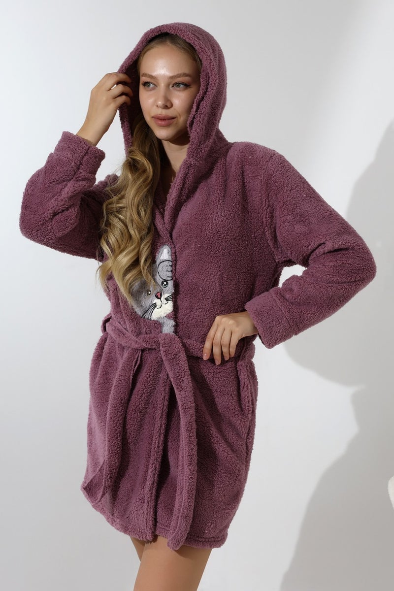 Wordex Fawn 5306 Welsoft Fleece Plush Women's Soft Hooded Dressing Gown - Image 2