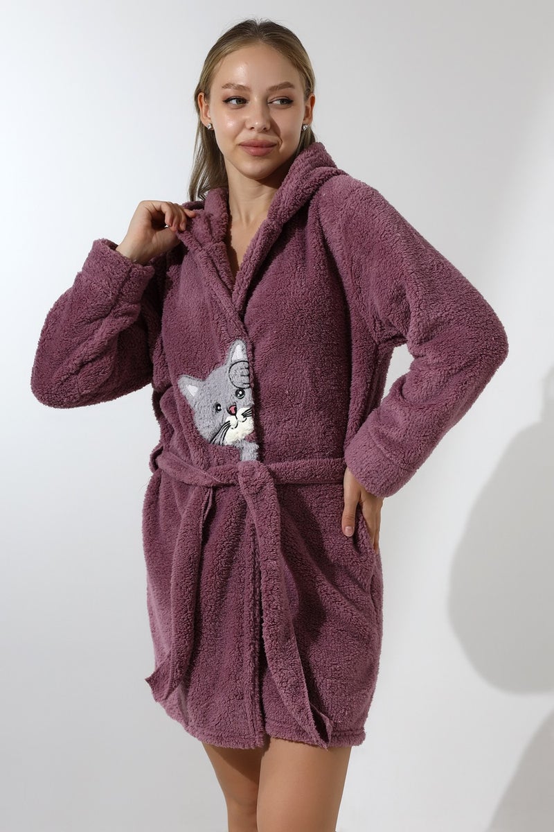Wordex Fawn 5306 Welsoft Fleece Plush Women's Soft Hooded Dressing Gown - Image 1
