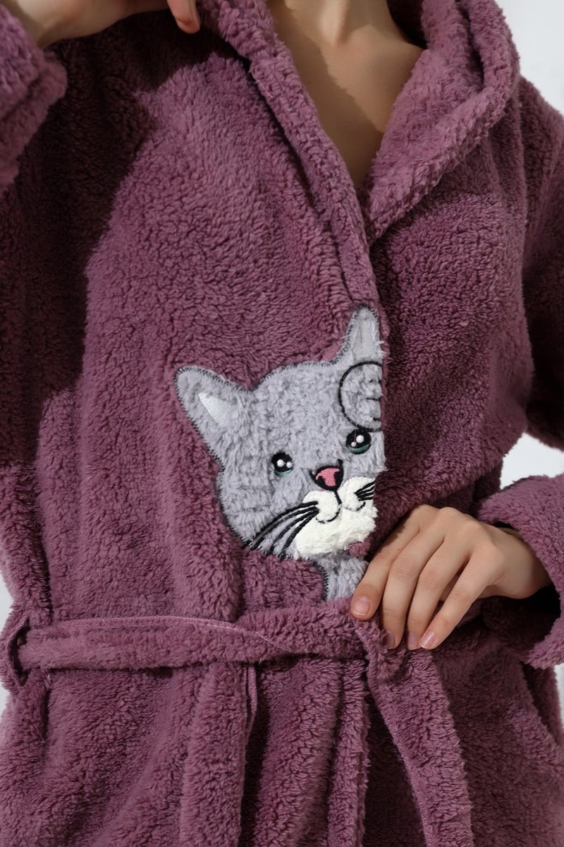 Wordex Fawn 5306 Welsoft Fleece Plush Women's Soft Hooded Dressing Gown - Image 3