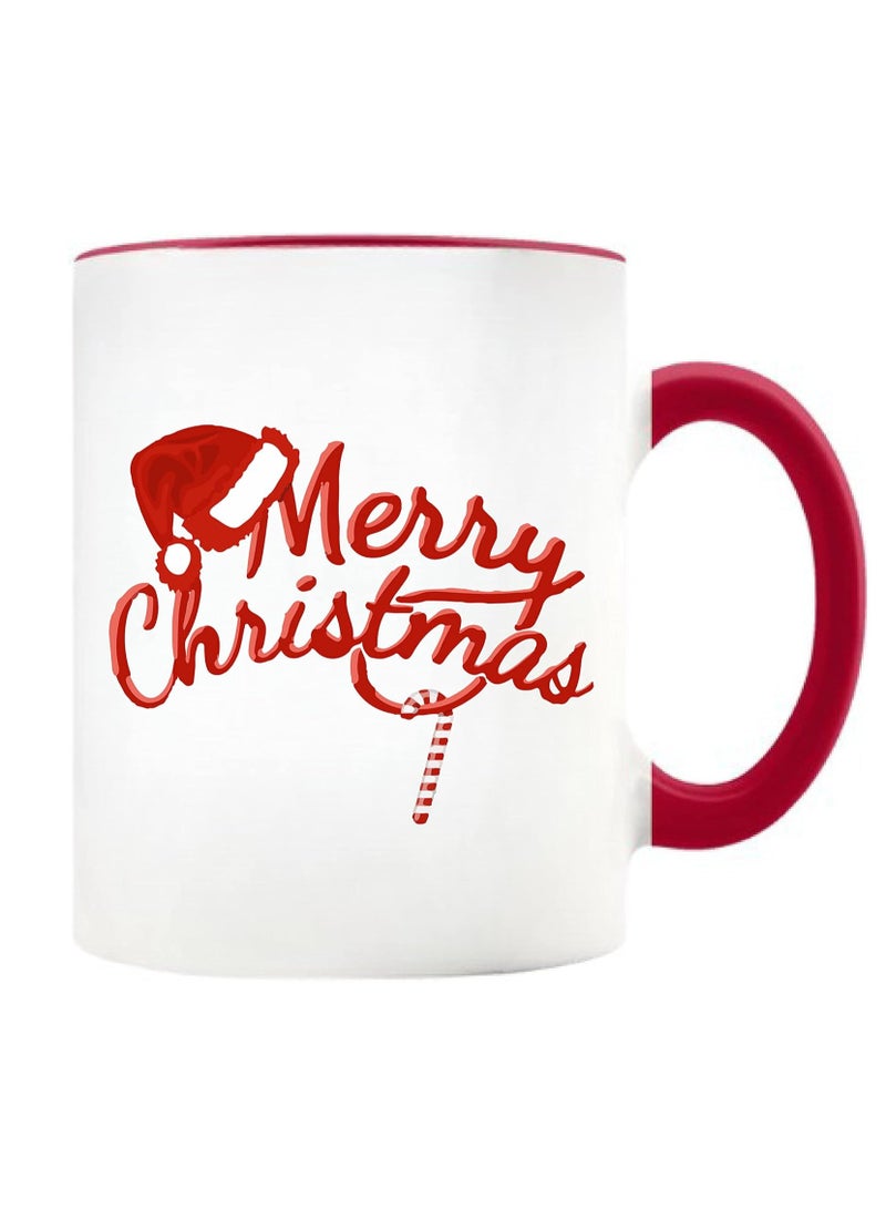 RYN Christmas Design Printed Ceramic Coffee Mug Suitable Gift for Christmas | Christmas Theme| Christmas Decor | Gifts for Friends| Gift for Employees (Two Tone Red Mug, Design 6) - Image 1