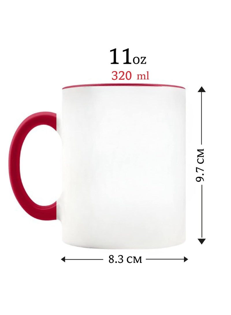 RYN Christmas Design Printed Ceramic Coffee Mug Suitable Gift for Christmas | Christmas Theme| Christmas Decor | Gifts for Friends| Gift for Employees (Two Tone Red Mug, Design 6) - Image 3