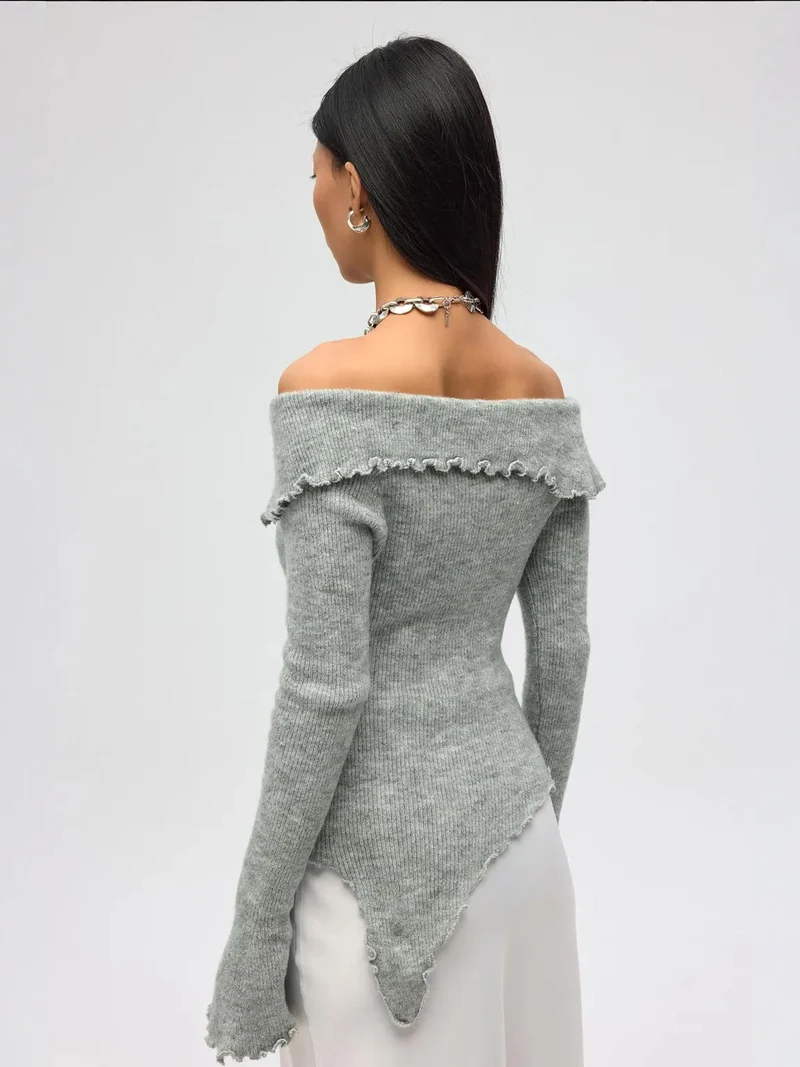 Mai Collection MAI STUDIOS Off-Shoulder Slim Fit Knit Sweater