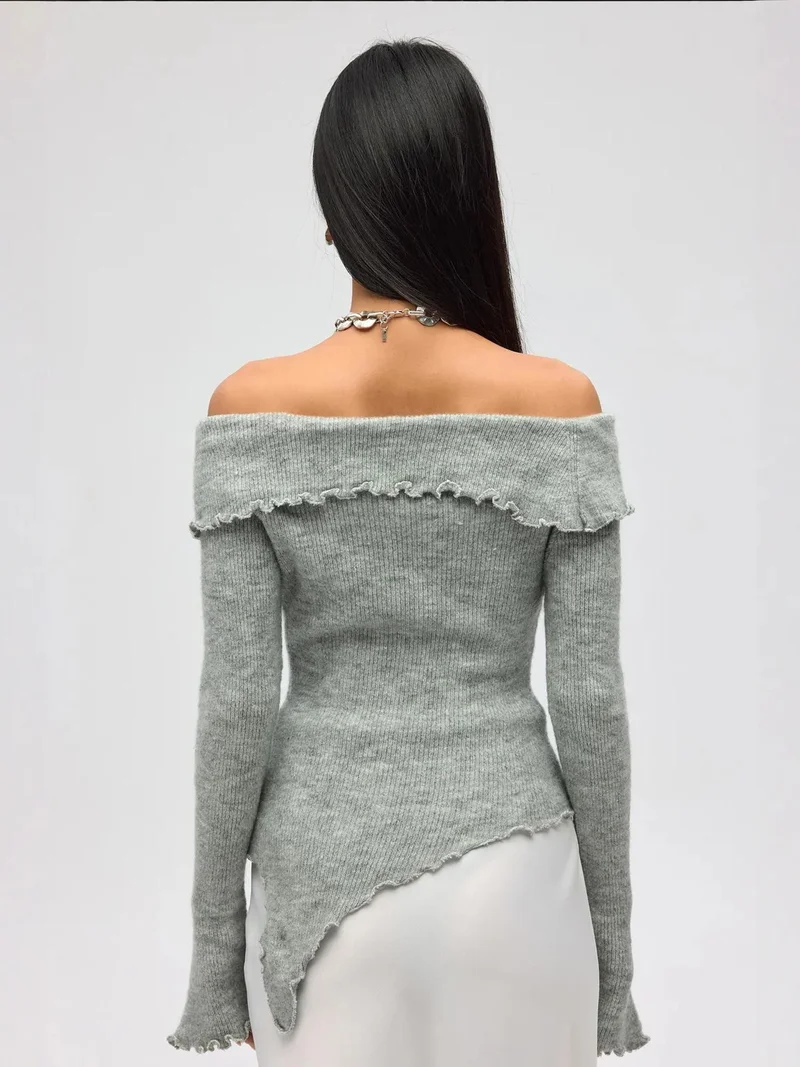 Mai Collection MAI STUDIOS Off-Shoulder Slim Fit Knit Sweater