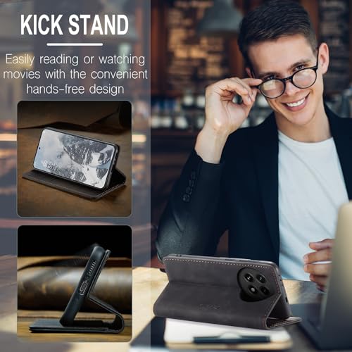 Cracedily for OnePlus 13 Case, Flip Wallet Leather Case with Card Holder Magnetic Closure Shockproof Kickstand Protective Phone Cases Cover for OnePlus 13, Black - Image 5