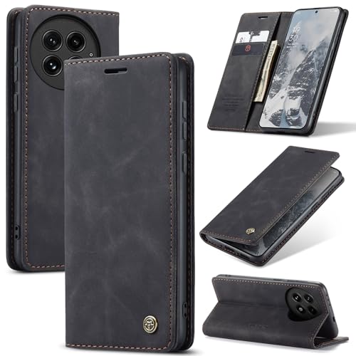 Cracedily for OnePlus 13 Case, Flip Wallet Leather Case with Card Holder Magnetic Closure Shockproof Kickstand Protective Phone Cases Cover for OnePlus 13, Black - Image 1