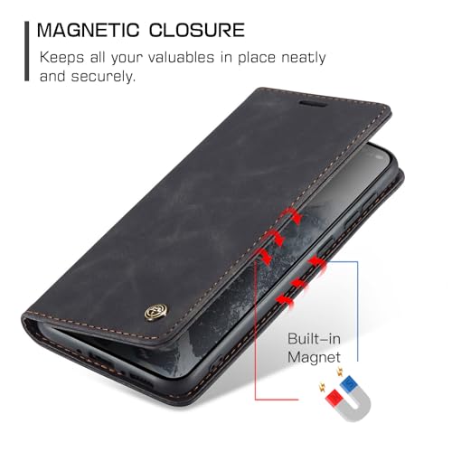 Cracedily for OnePlus 13 Case, Flip Wallet Leather Case with Card Holder Magnetic Closure Shockproof Kickstand Protective Phone Cases Cover for OnePlus 13, Black - Image 3