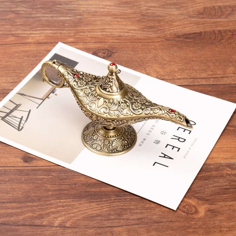 Feyarl Vintage Legend Lamp Magic Genie Wishing Light Pot Classic Costume Props Lamp Home Tabletop Decor Crafts Display Birthday Gift Wedding ChristmasBronze - Image 4