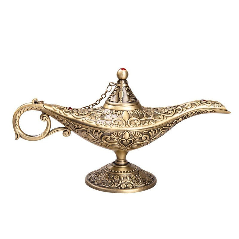 Feyarl Vintage Legend Lamp Magic Genie Wishing Light Pot Classic Costume Props Lamp Home Tabletop Decor Crafts Display Birthday Gift Wedding ChristmasBronze - Image 1